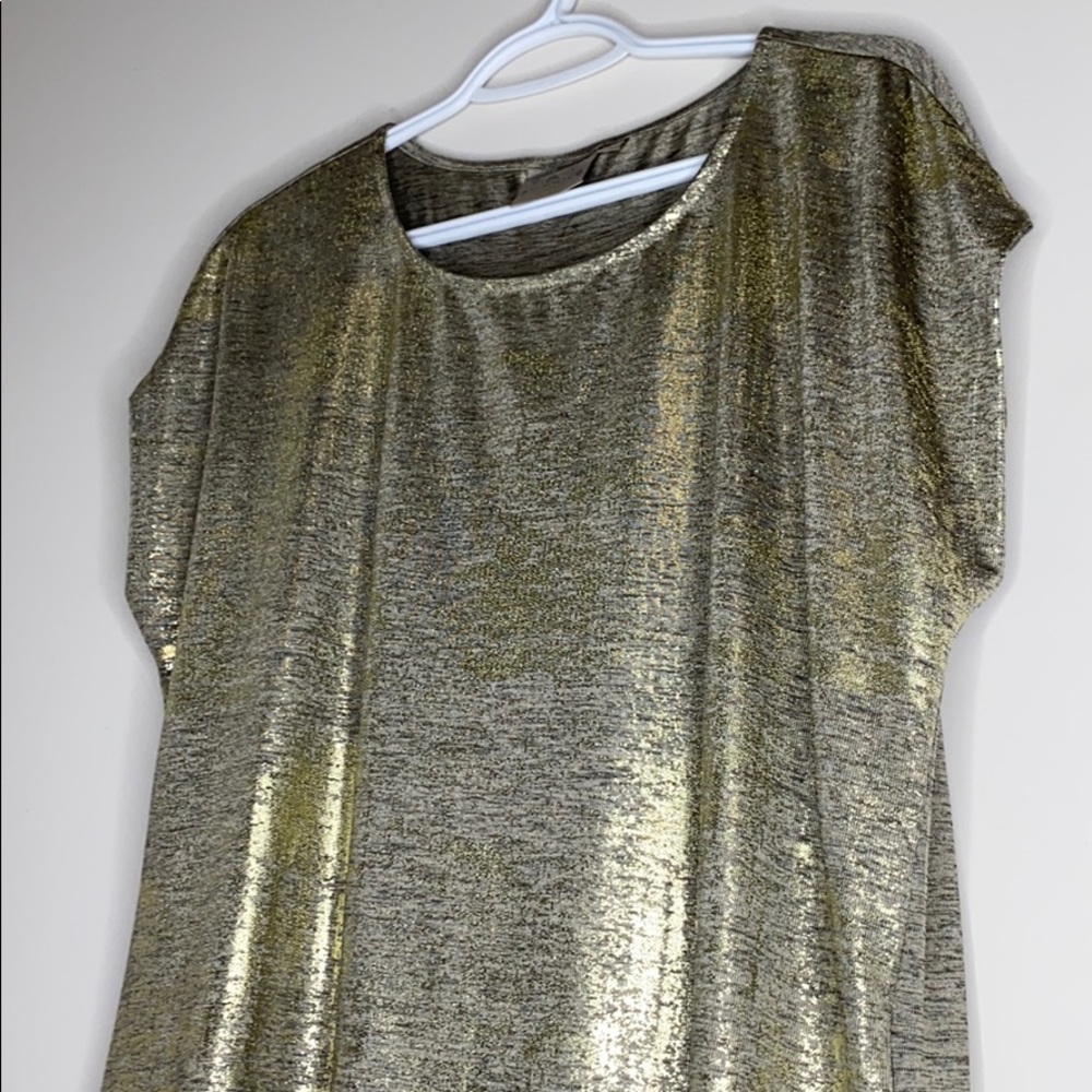 Dantelle Gold Foil Print Step Hem Shirt Large - Picture 7 of 15